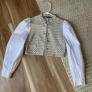 Zara tweed long sleeve top